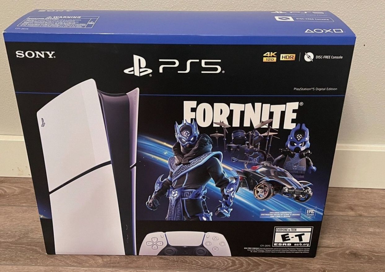Sony PlayStation 5 Slim Console Digital Edition- Fortnite Cobalt Star Bundle, Comes In Original Box