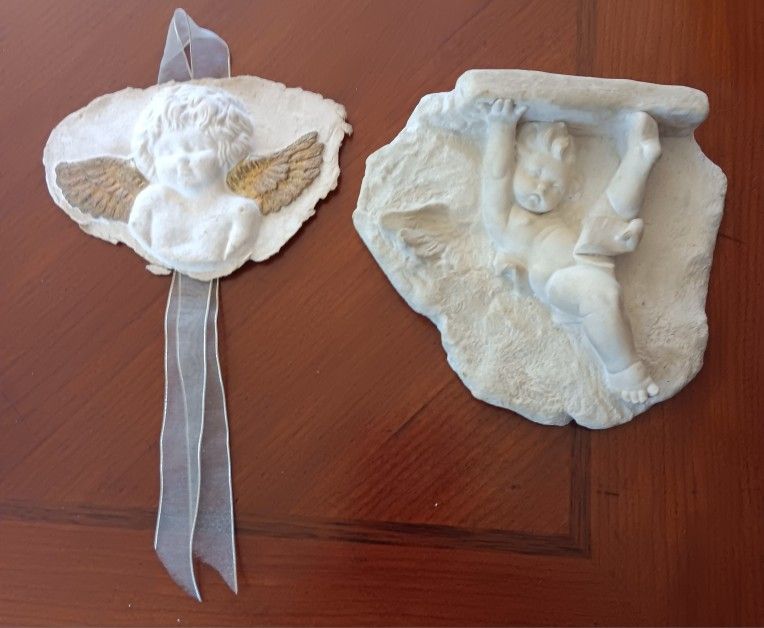 Two Vintage Cherub Wall Decor