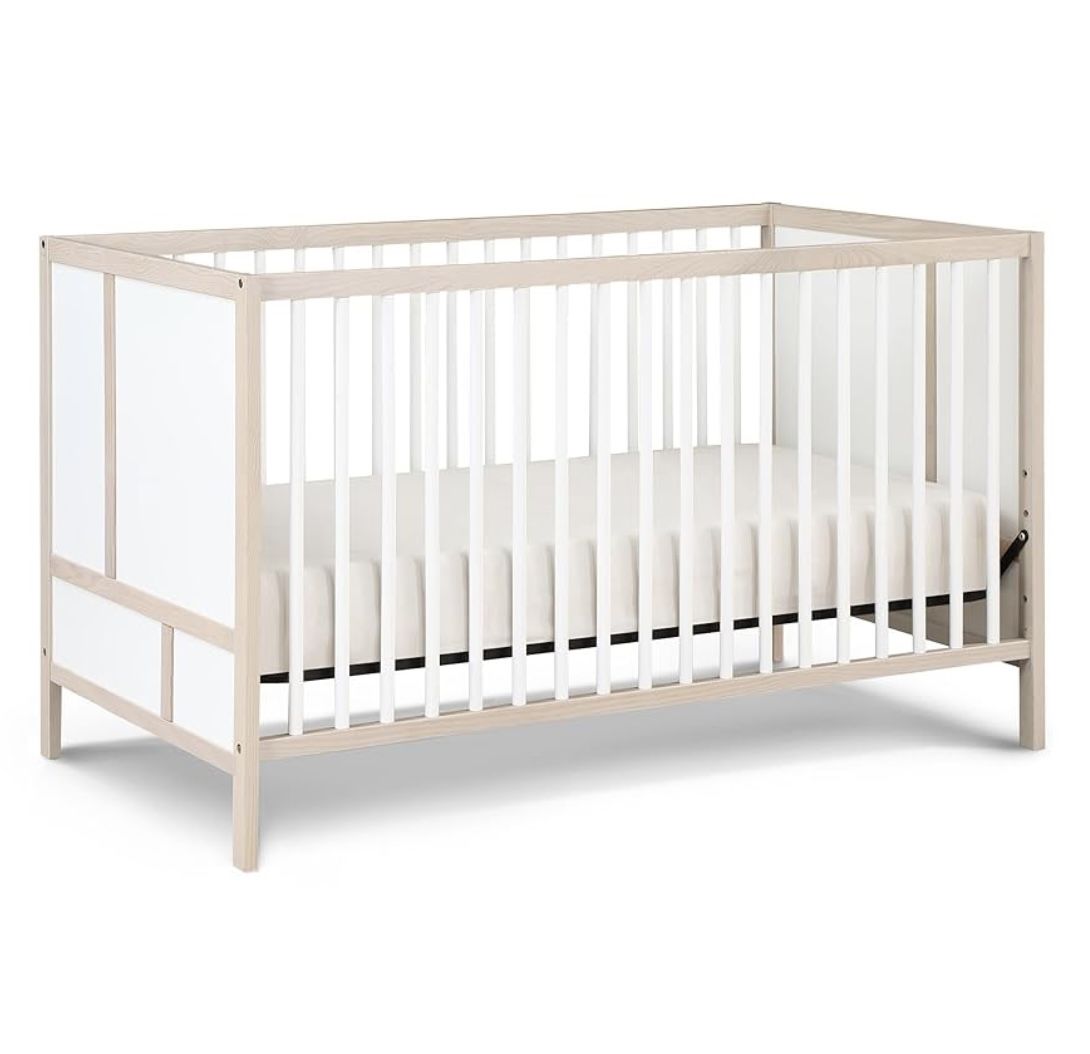 New in Box Suite Bebe Pixie Finn 3-in-1 Crib in Washed Natural/White Mattress NOT included 