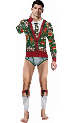 Halloween Adult Men/Women Realistic 3D Printed Jumpsuit Ugly Christmas Funny Bod