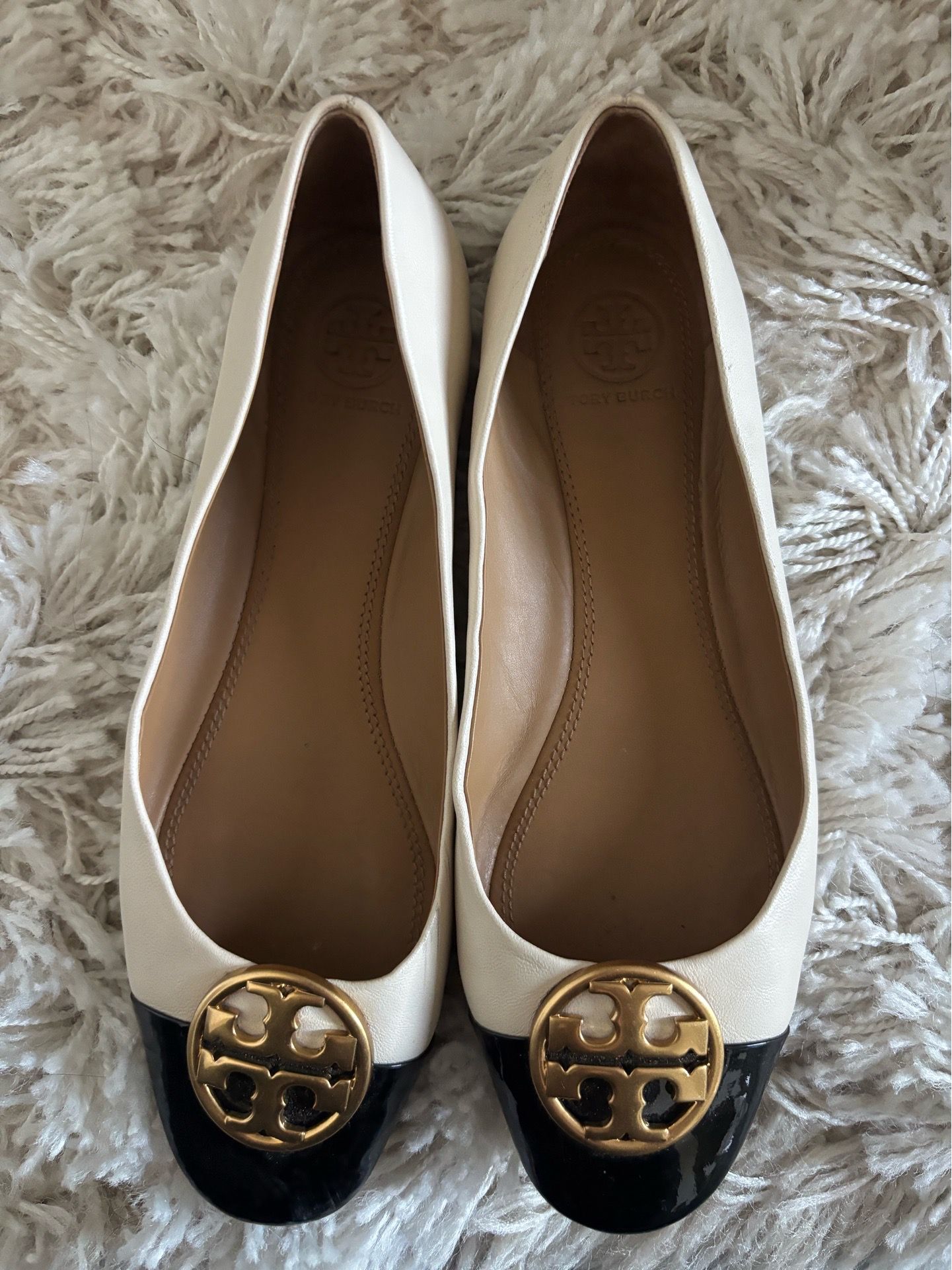 Tory Burch Ballet Flats Black and White W 7.5