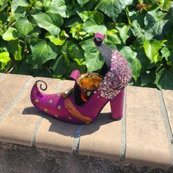 Halloween witch shoe candle holder