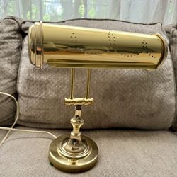 Vintage Portable Brass Adjustable Piano Bankers Desk Lamp