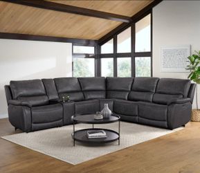 Wylder Leather Power Reclining Sectional With Power Headrest