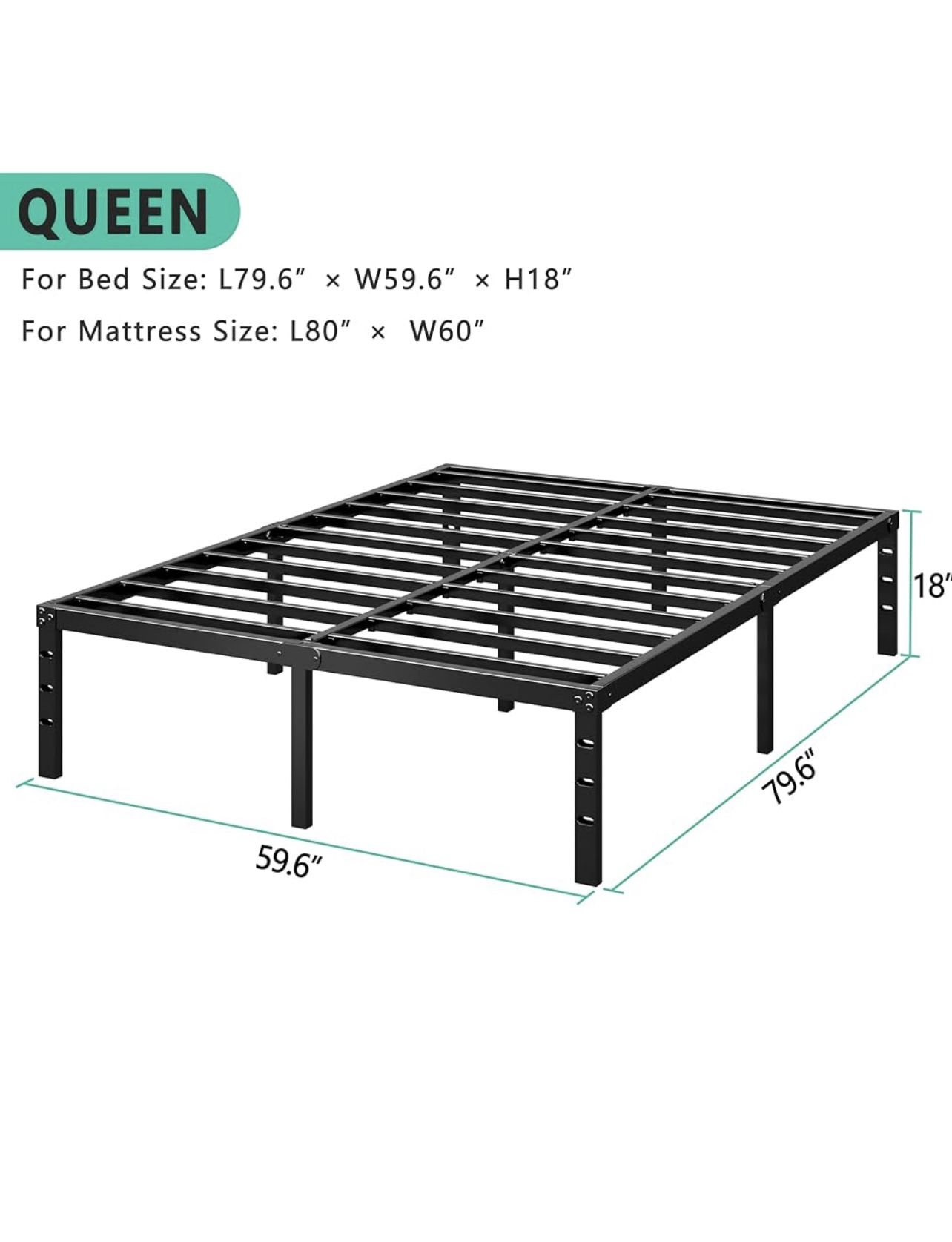 Queen Metal Bed Frame 14 Inches Tall