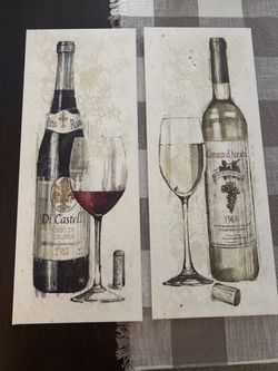 Set of 2 Wine Canvas Wall Art Prints