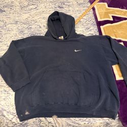 Nike Hoodie Pullover Mens Extra Large Blue USA Swoosh White Tag Distressed Vintage 90s