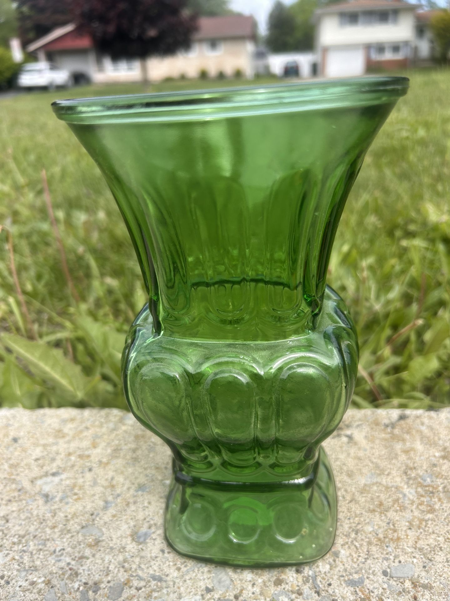 Vintage Depression Emerald Green Glass Vase Art Deco AL Randall 8 in. Antique