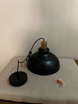 Black Metal Pendant Light with Gold , 💡 Inclluded