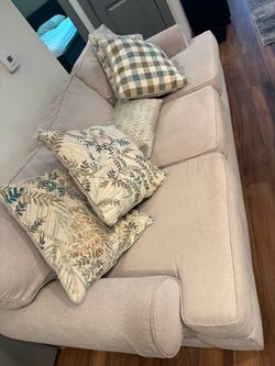 Beige Fabric 3-Seat Sofa + loveseat