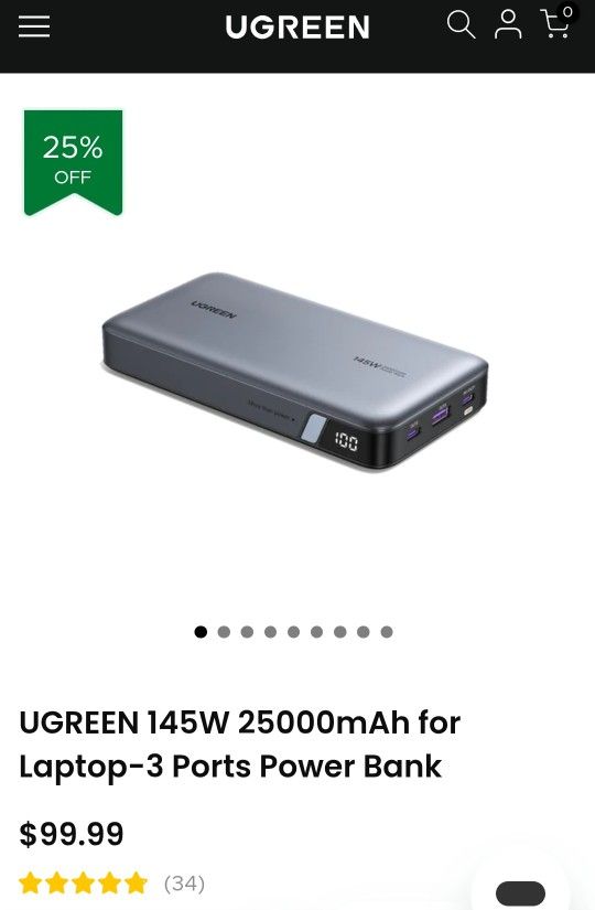 2 BRAND NEW UGREEN 145W 25000mAh $80 EACH