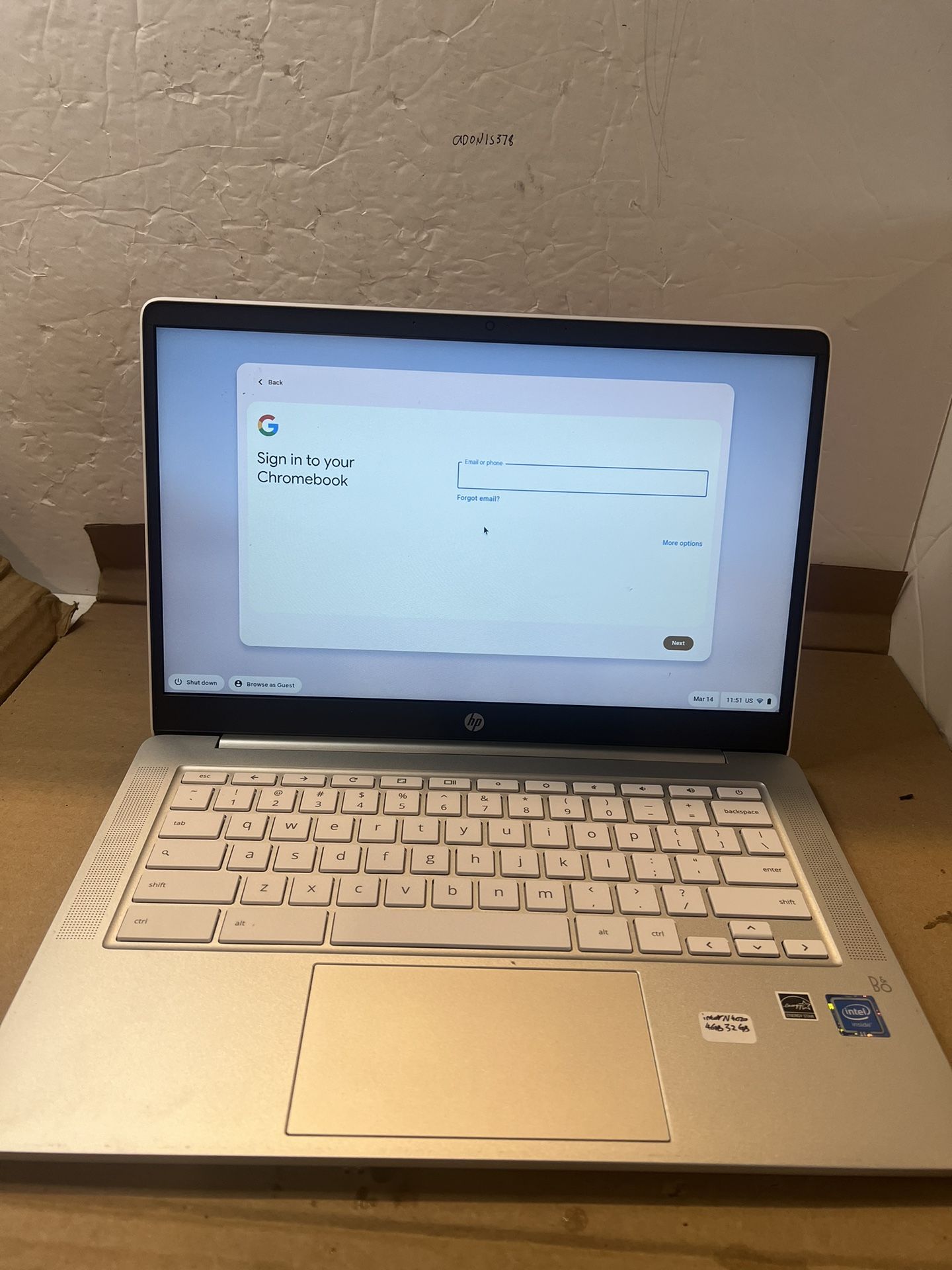 HP Chromebook 14a-na0023nr Celeron N4020 1.1 GHz 4GB RAM 32GB eMMC 14"