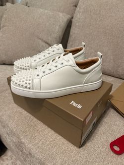 Christian Louboutin White Spiked Low-Top Sneakers