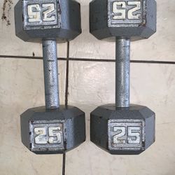 (2) 25 Lbs Dumb Bells 