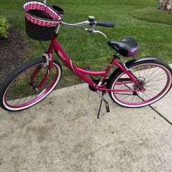 Susan G. Komen 16” Cruiser Bicycle with 26” Tires, Cupholder, and Basket! 