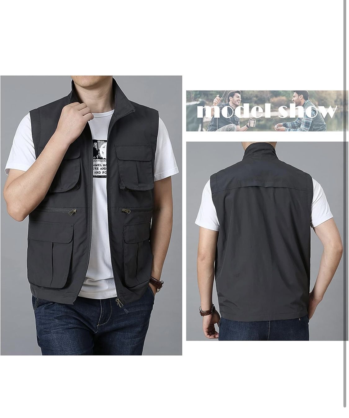 Men's Outdoor Workout Vest Lightweight Travel Photo Vest Sleeveless Jacket