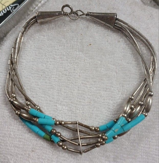 Sterling Silver Turquoise Beaded Bracelet $10..00