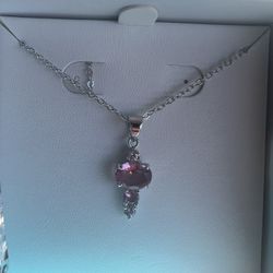 Pink/white Topaz Necklace 