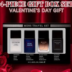 4-Piece Set, Men's Eau De Toilette Spray Gift Box, Long Lasting Fragrance, 4 Different Flavor, 0.85fl.oz/bottle, Valentine's Day And Other Festivals