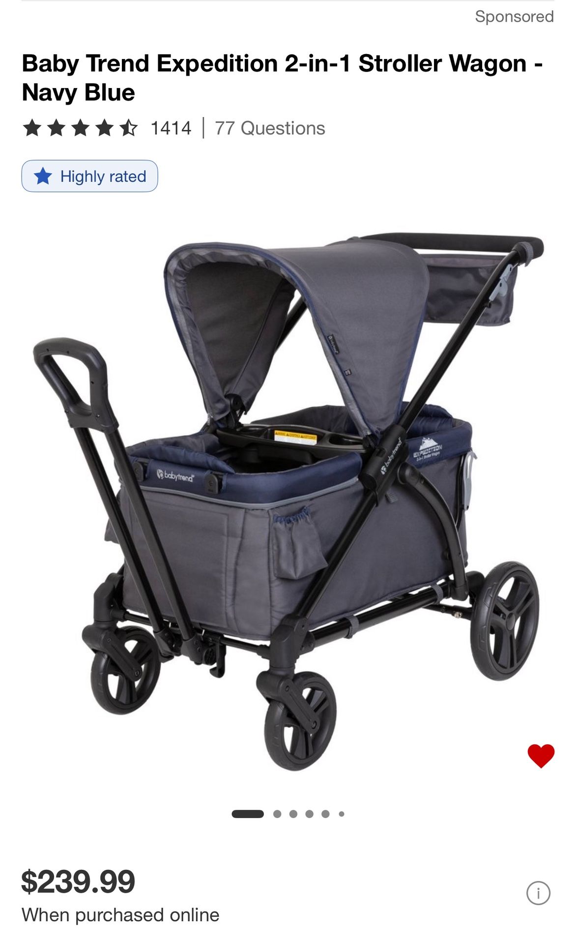 Baby Trend Expedition 2-in-1 Stroller Wagon - Liberty Midnight