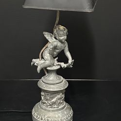 Cupid pewter lamp