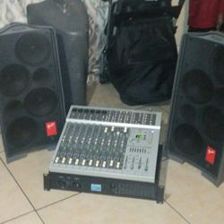 2 Fender Speaker And Amplifier And Phonic Mixers 