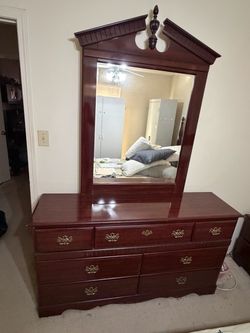 Cherry Wood Dresser with Mirror