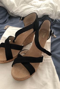 Toms black wedges size 7.5