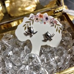 925 Sterling Silver Sea Turtle Stud Earrings