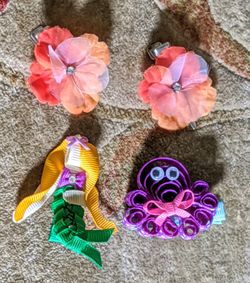 Hair Clips, Hair Bands, Braid Extensions, Crab Clip Hair Fork Clips, Flower Clips, Head Bands, Boat Clip, Octopus Clip, Mermaid Clip