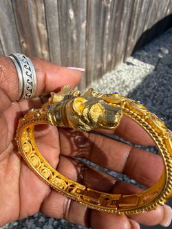 Vintage Camrose & Kross Double Lion Head Bangle Bracelet