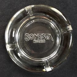Vintage Sonesta Hotels Clear Glass Ashtray 4.5" - Advertising