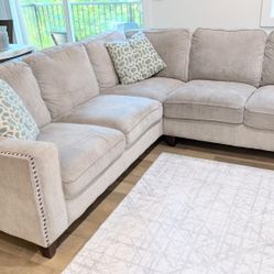 5 Seater Fabric Sectional Sofa - Light Grey Color