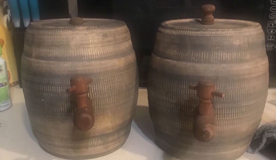 vintage mini wooden barrel with spigots $65 Each 