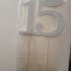 Silver Princess Crown 15th Birthday Topper/ Quinceanera 