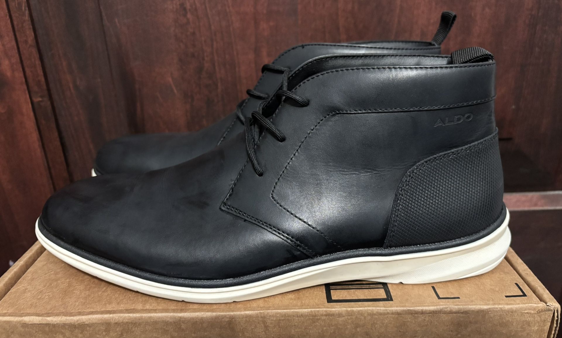 New ALDO Men's Clinton Lace-Up Black Leather Ankle Boots (Men’s 10.5) - $45