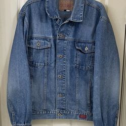 Vintage Guess Mens Denim Trucker Jacket Size Large