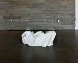 Postmodern Plaster Abstracted Stone Sirmos Coffee Table