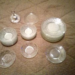 Set Of Crystal Bowls And Plates
