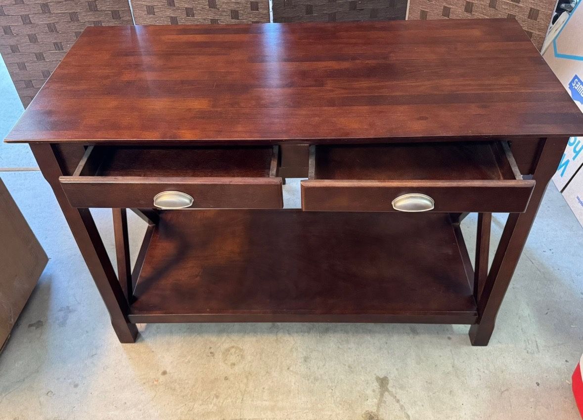 Wooden Table and Matching Mirror