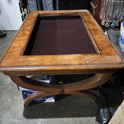 Wooden Coffee Table With Glass Top