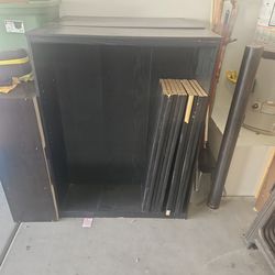 Black wooden bookshelves