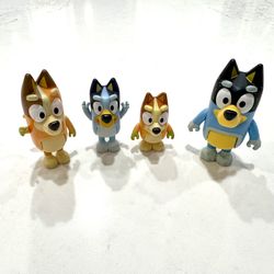 Bluey Family Figurines (Bluey, Bingo, Chili, Bandit Healer) X4