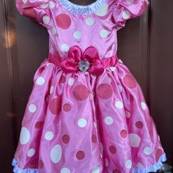 Halloween Costume Disney Parks Minnie Mouse Pink Polka Dot Costume Dress Girls Size 5/6