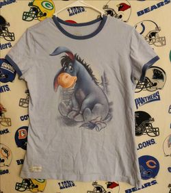 Vintage 2000s Y2K Disney Eeyore Winnie the Pooh Women's Ringer T-Shirt.