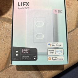 LIFX SMART WI-FI CONNECTED WHITE TOUCH LIGHT SWITCH FOR DIMMABLE 210W LED AND 650W INCANDESCENT BULBS, SINGLE-POLE 2-BUTTONS
