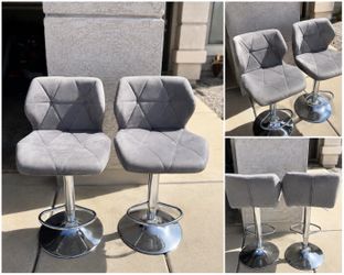 Set of 2 Adjustable Upholstered Bar Stools