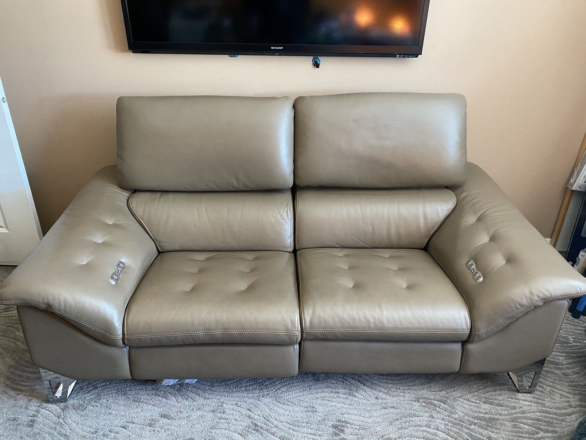 ROCHE BOBOIS Cinétique / Power Reclining Sofa / Cow Leather