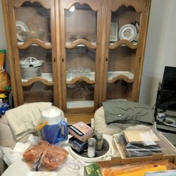 Antique Vintage Mahogany Kitchen Dishware Cabinet
