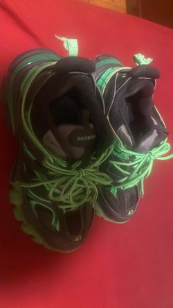 Balenciagas black, grey, and green